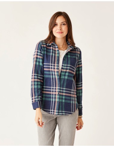 Carve Designs Fairbanks Supersoft L/S Shirt-Navy Multiplaid français