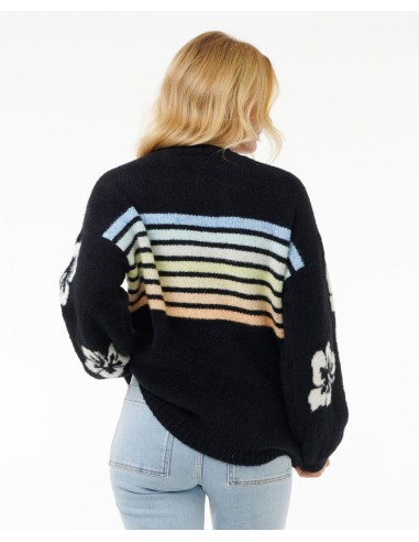 Rip Curl High Tide Hibiscus Stripe Crew Sweatshirt-Black Le MVP de beaucoup