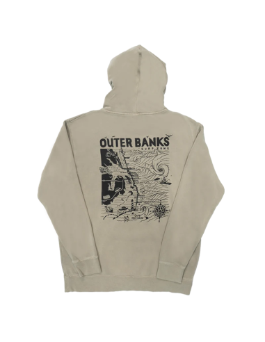 REAL Outer Banks Map Hooded Sweatshirt-Cement Les magasins à Paris et en Île-de-France