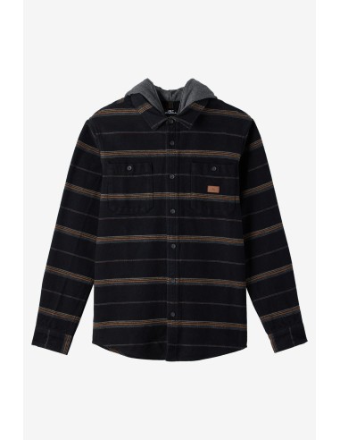 O'Neill Landmarked Stripe Hooded Flannel Shirt-Black 50% de réduction en Octobre 2024