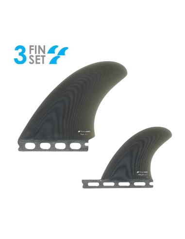 True Ames High Pro Twin + Trailer Futures Fiberglass Fin Set-Smoke Jusqu'à 80% De Réduction