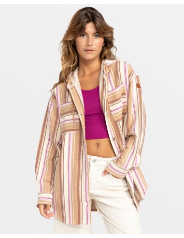 Roxy Sunlight Rider L/S Shirt-Camel Coastal Stripe livraison et retour toujours gratuits